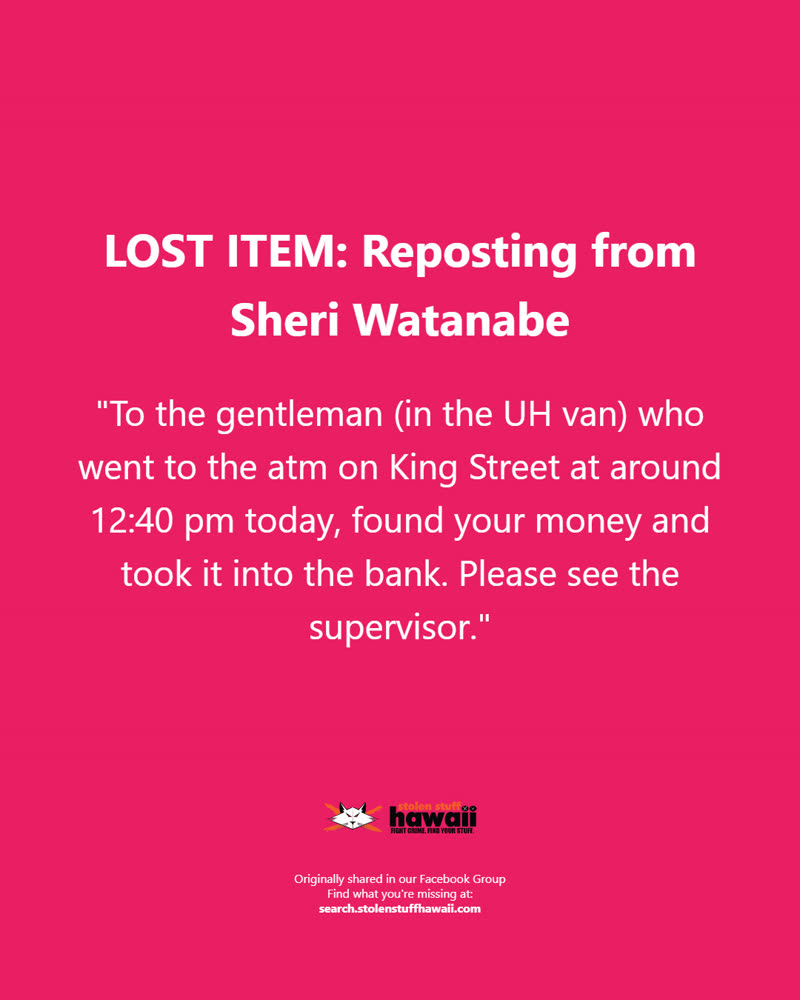 FOUND ITEM - Oahu | SSH Search