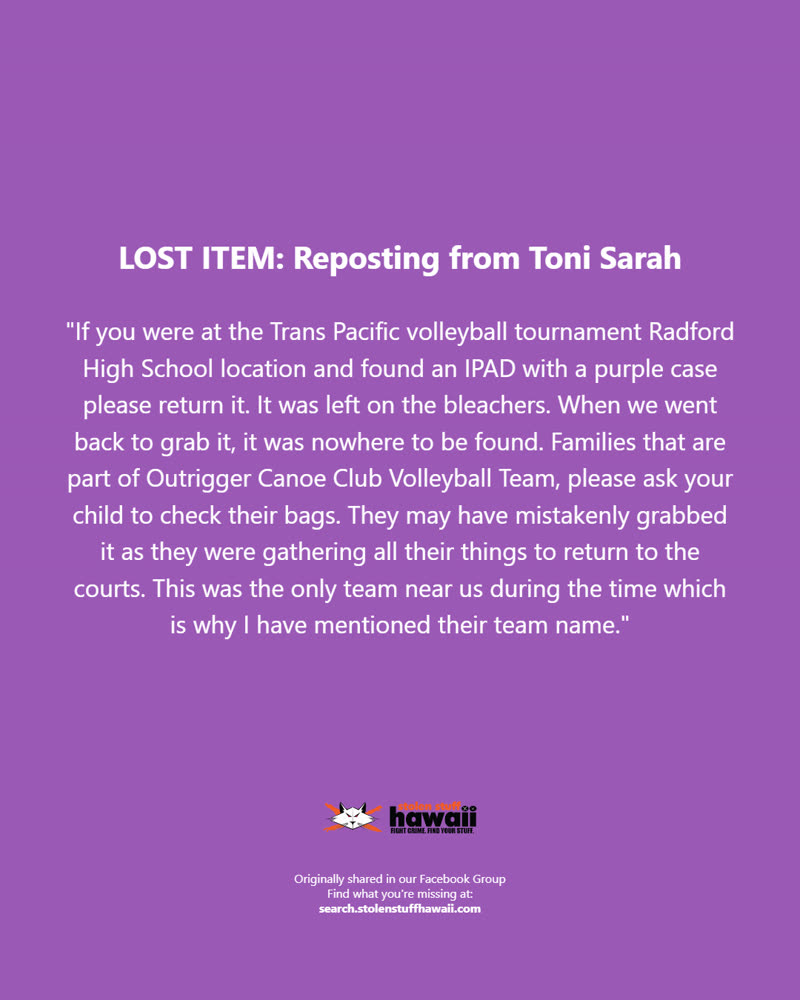 LOST ITEM - Oahu | SSH Search