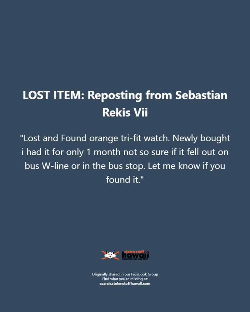 LOST ITEM - Oahu | SSH Search