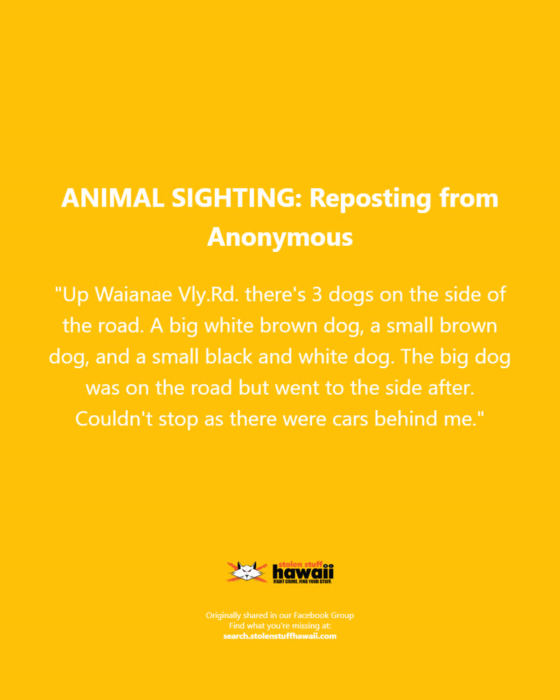ANIMAL SIGHTING - Oahu | SSH Search