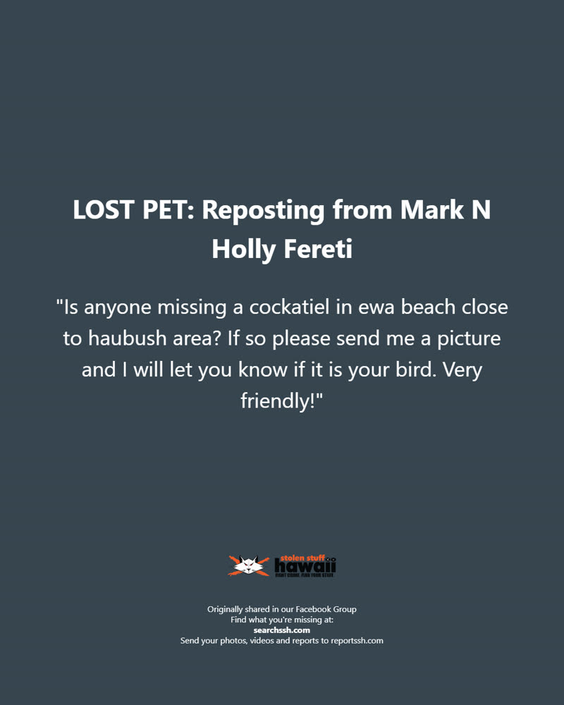 LOST PET - Oahu | SSH Search