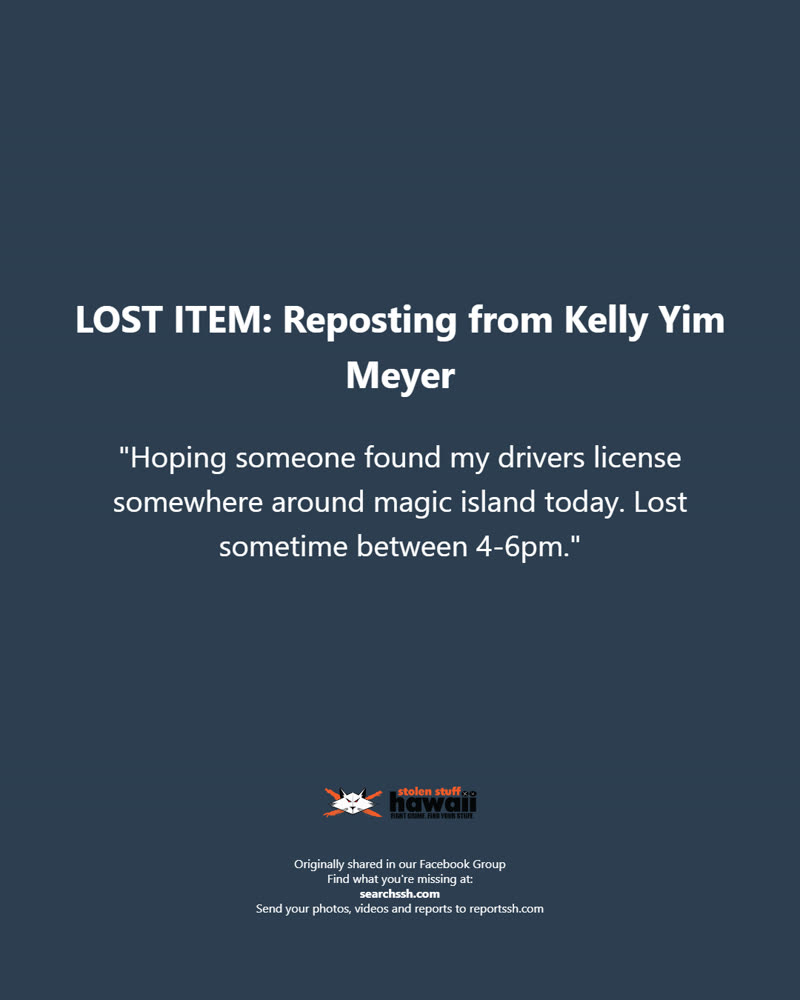 LOST ITEM - Oahu | SSH Search