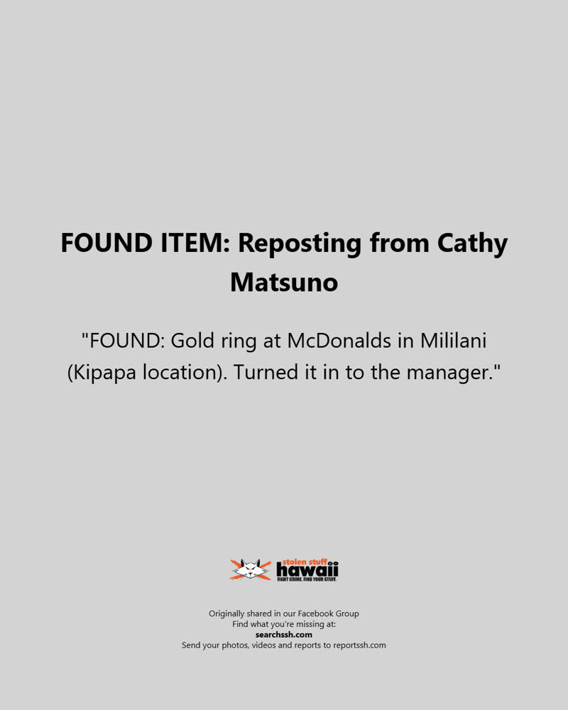 FOUND ITEM - Oahu | SSH Search