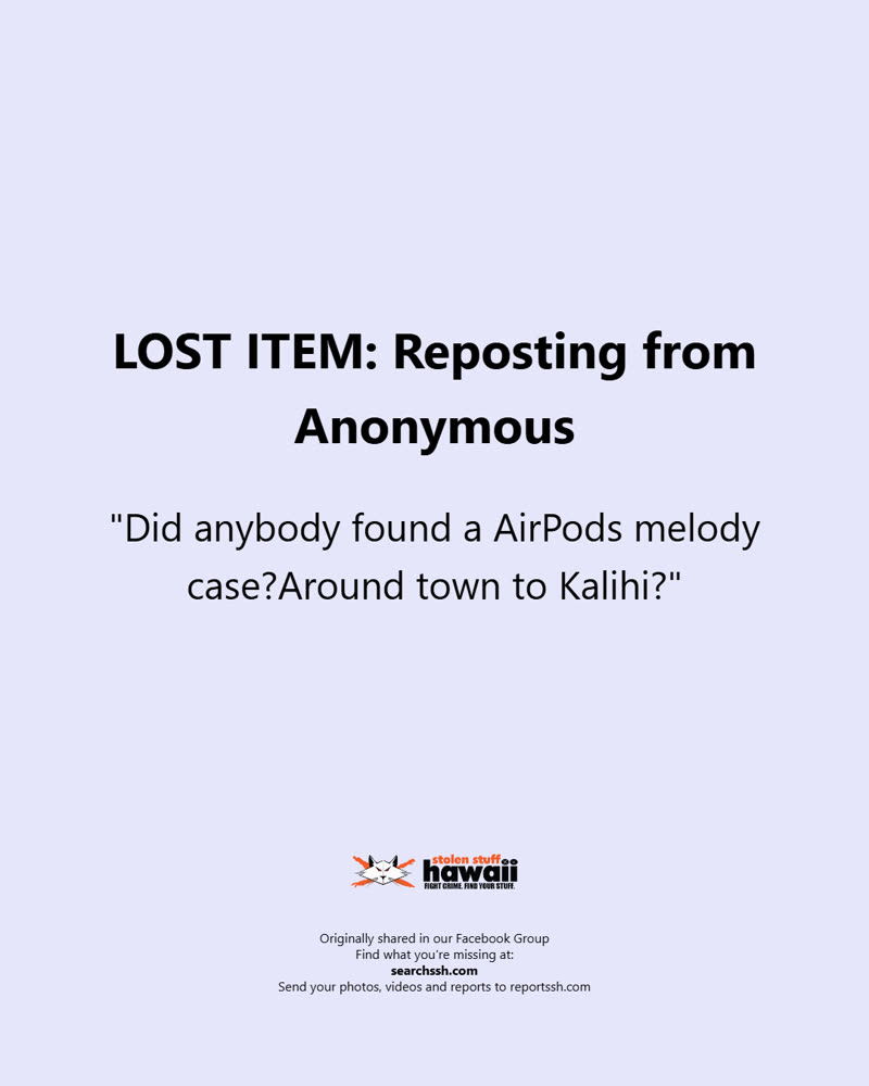 LOST ITEM - Oahu | SSH Search