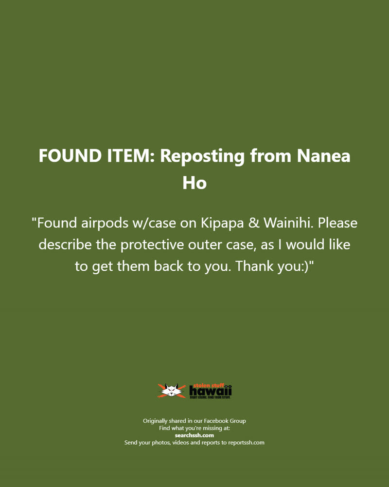 FOUND ITEM - Oahu | SSH Search
