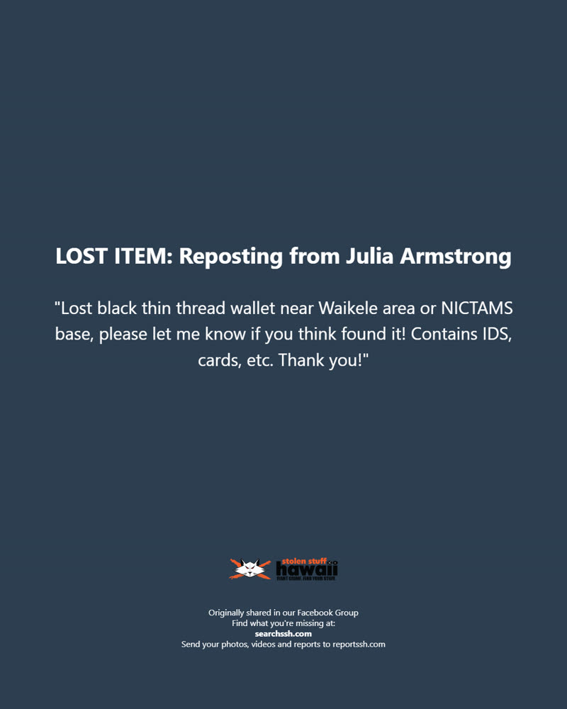 LOST ITEM - Oahu | SSH Search