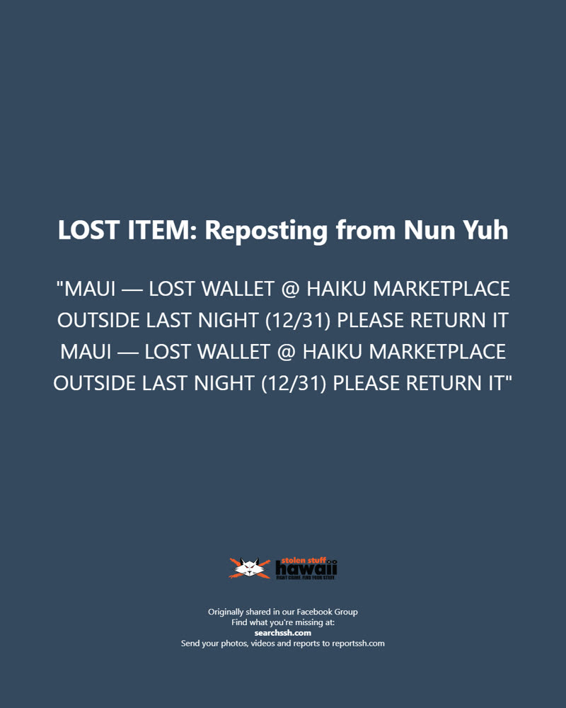 LOST ITEM - Oahu | SSH Search