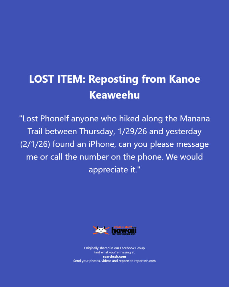 LOST ITEM - Oahu | SSH Search