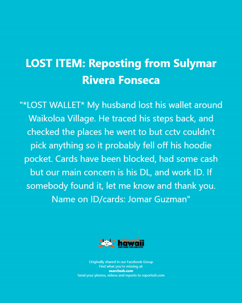 LOST ITEM - Oahu | SSH Search