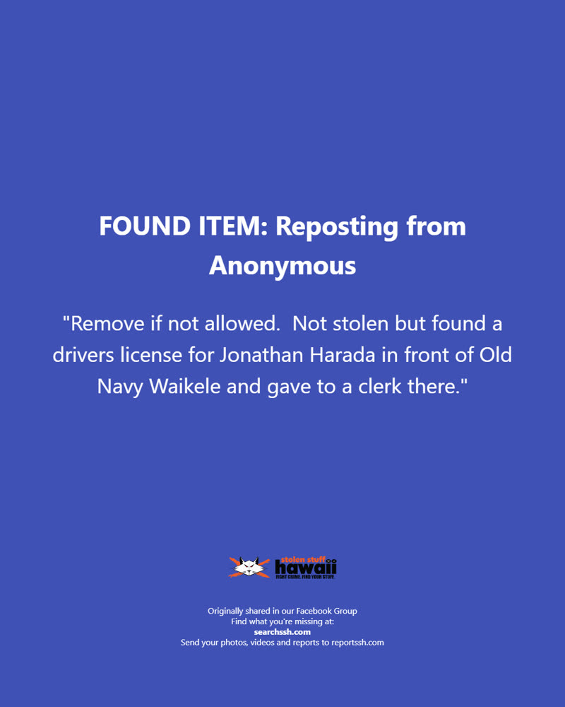 FOUND ITEM - Oahu | SSH Search