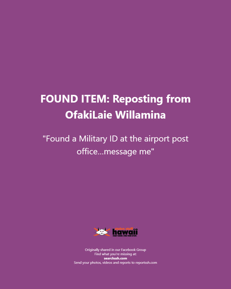 FOUND ITEM - Oahu | SSH Search