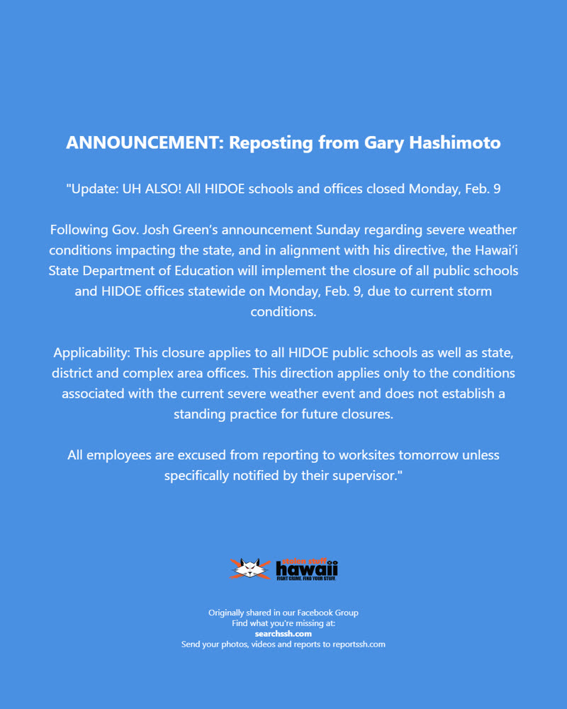ANNOUNCEMENT - Oahu | SSH Search
