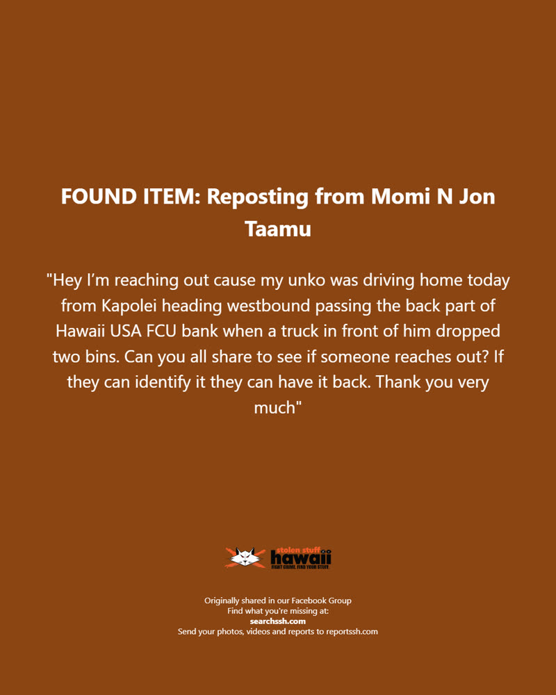 FOUND ITEM - Oahu | SSH Search