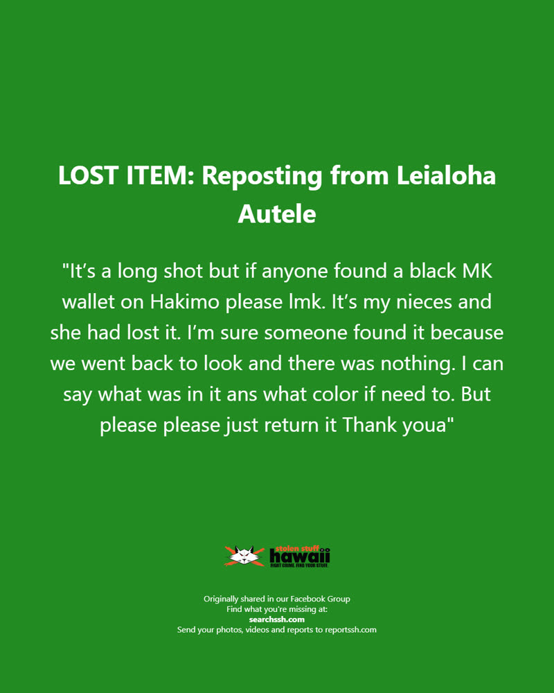 LOST ITEM - Oahu | SSH Search