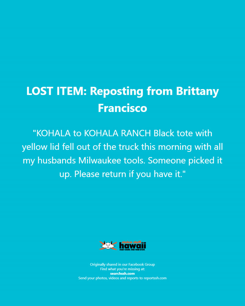 LOST ITEM - Oahu | SSH Search