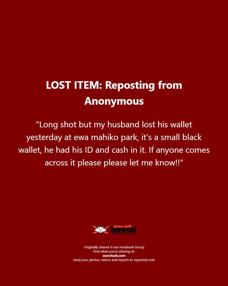LOST ITEM - Oahu | SSH Search