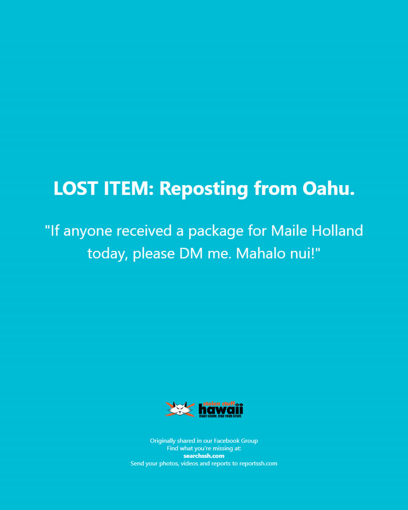 LOST ITEM - Oahu | SSH Search