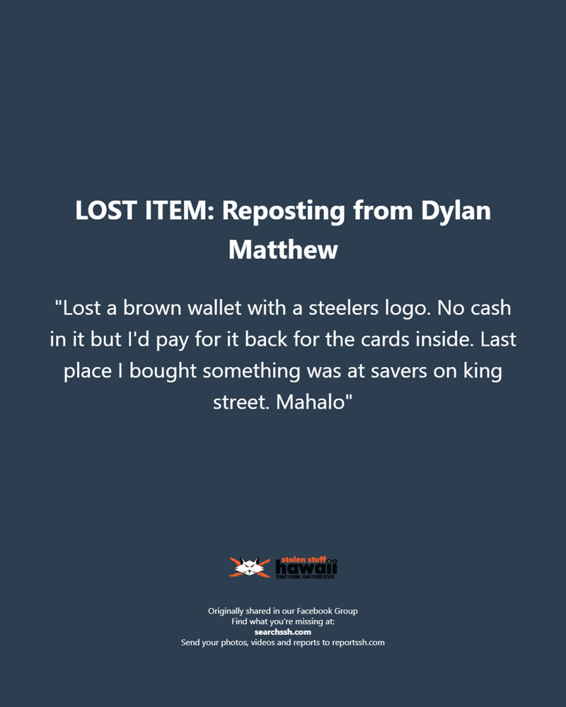 LOST ITEM - Oahu | SSH Search