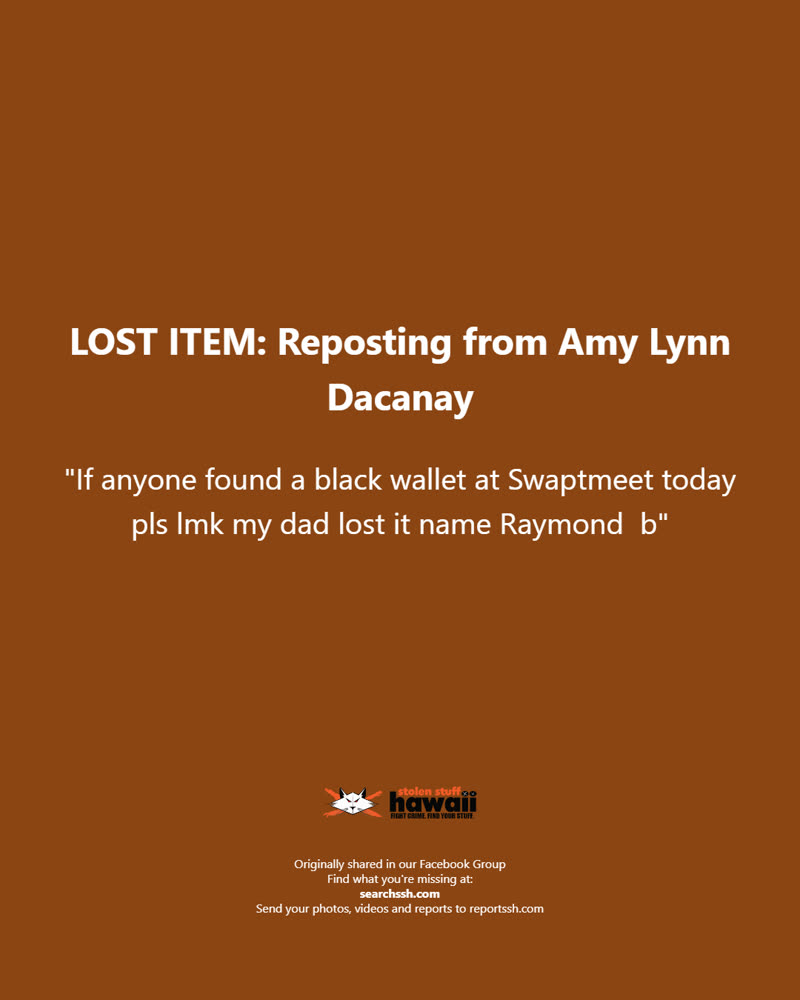 LOST ITEM - Oahu | SSH Search