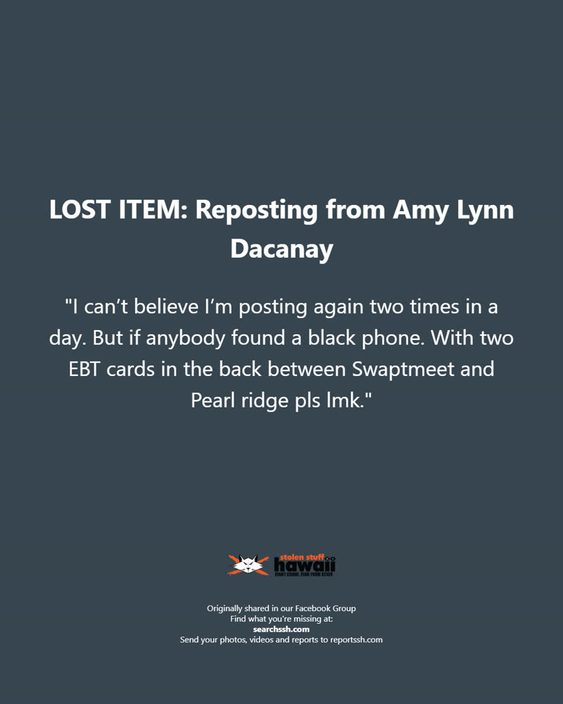 LOST ITEM - Oahu | SSH Search