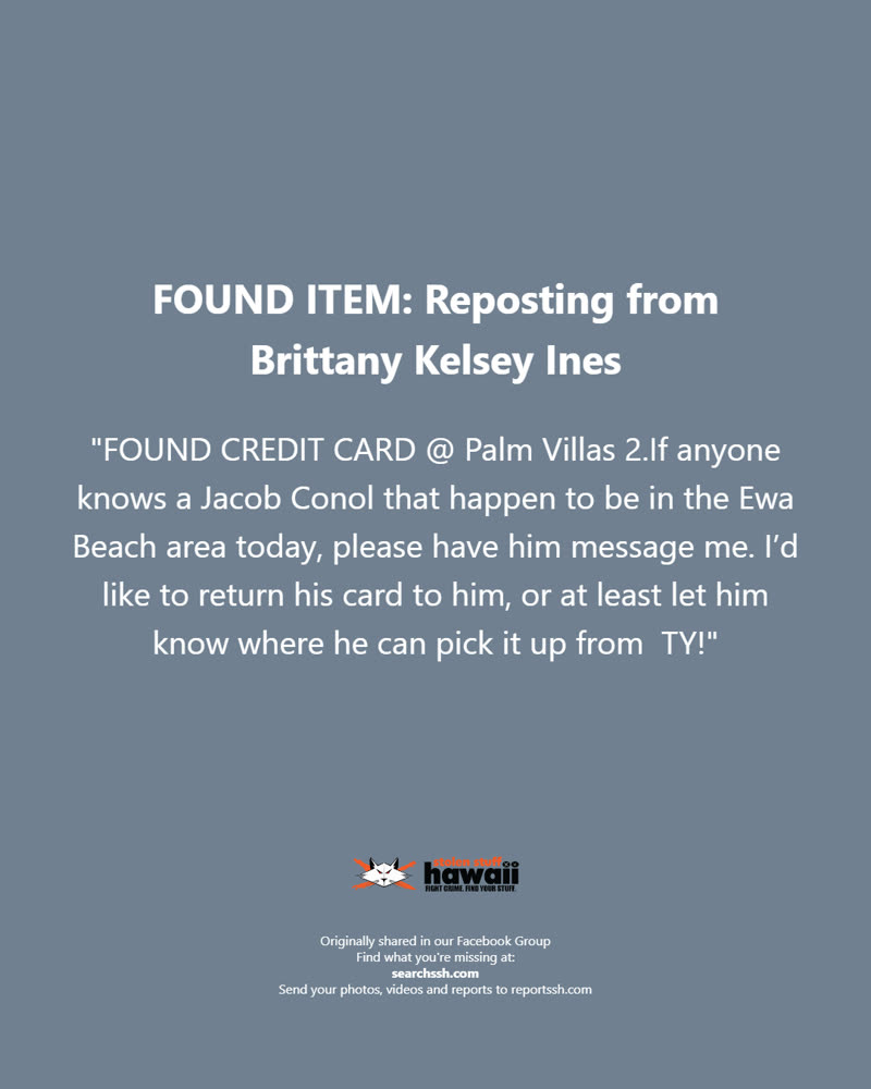 FOUND ITEM - Oahu | SSH Search