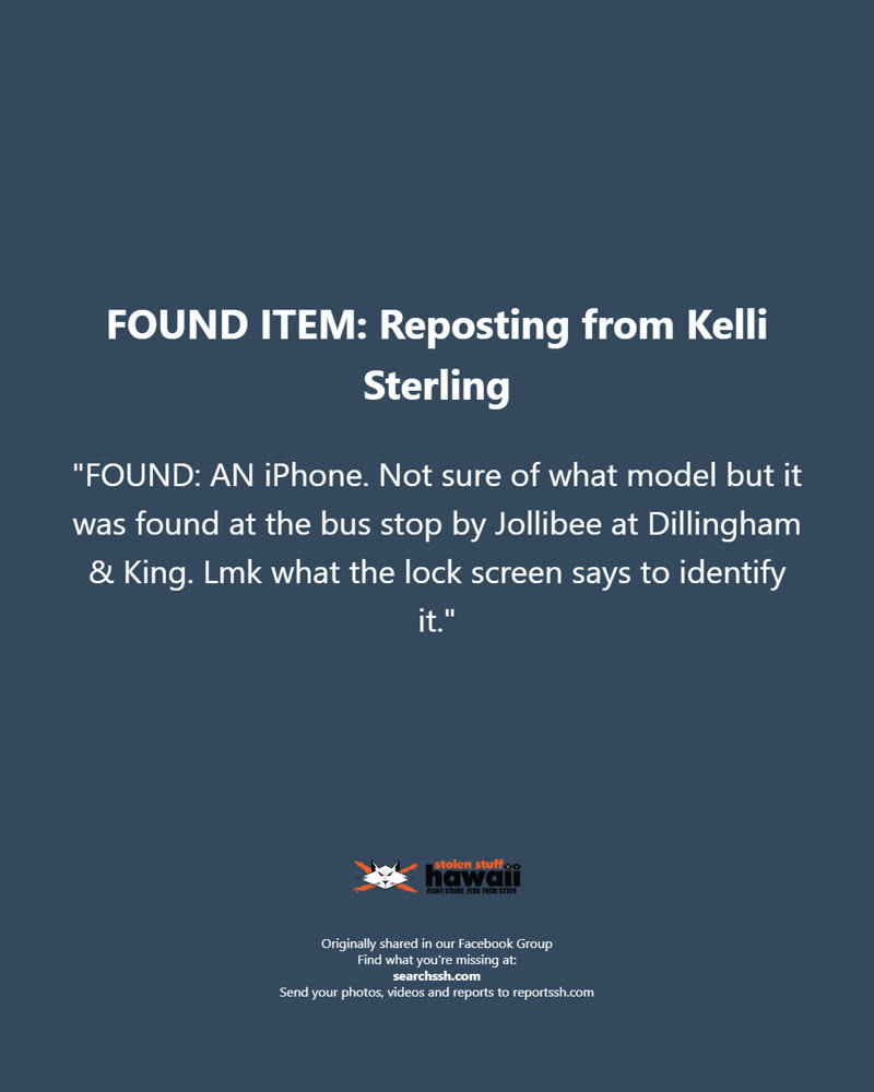 FOUND ITEM - Oahu | SSH Search