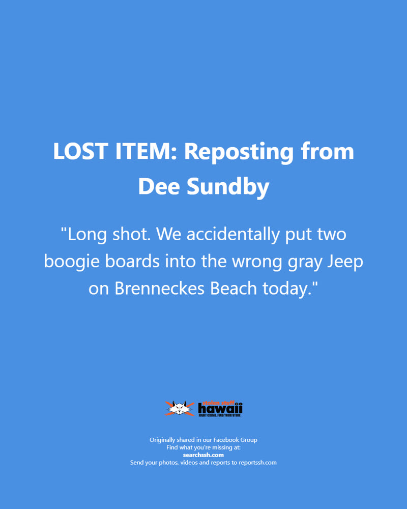 LOST ITEM - Kauai | SSH Search