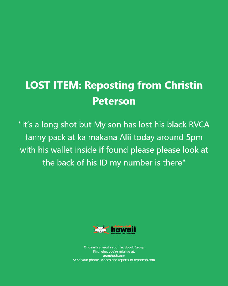 LOST ITEM - Oahu | SSH Search
