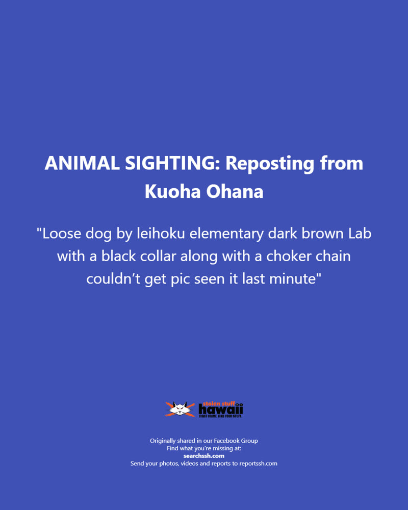 ANIMAL SIGHTING - Oahu | SSH Search