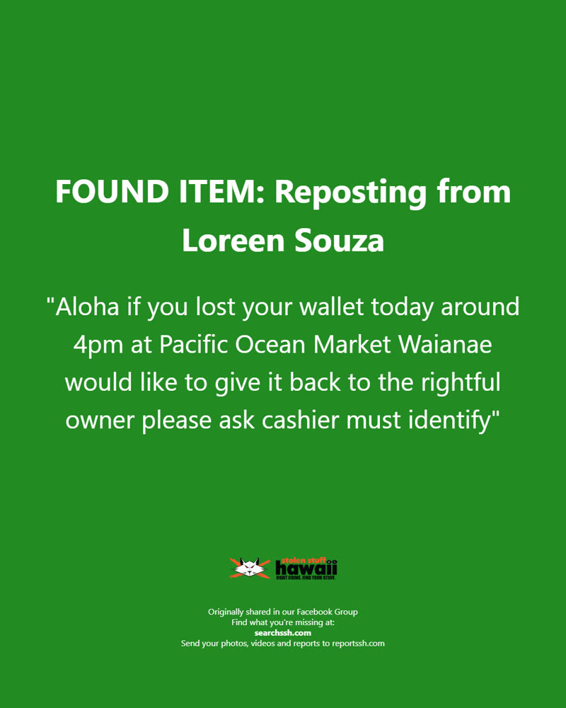 FOUND ITEM - Oahu | SSH Search