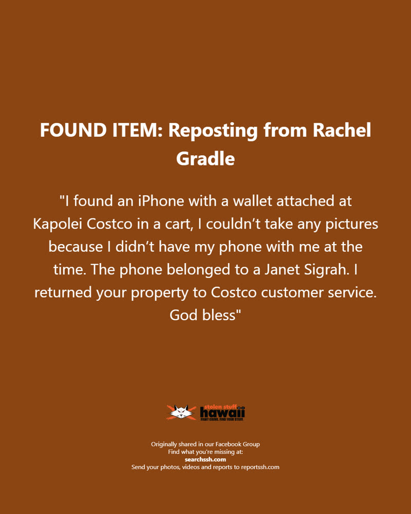 FOUND ITEM - Oahu | SSH Search