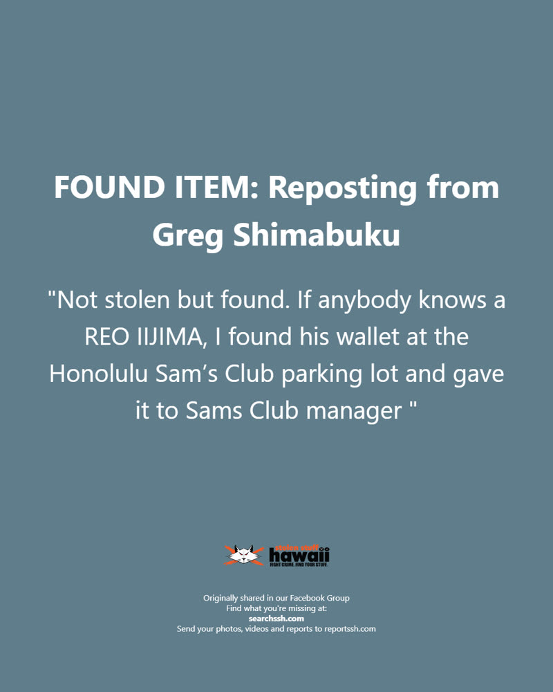 FOUND ITEM - Oahu | SSH Search