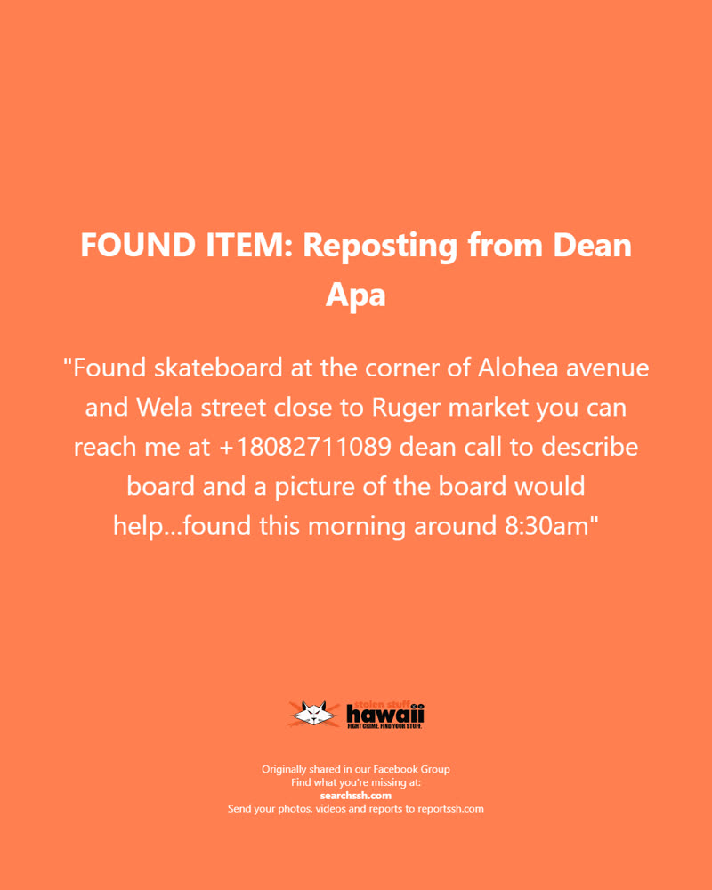 FOUND ITEM - Oahu | SSH Search