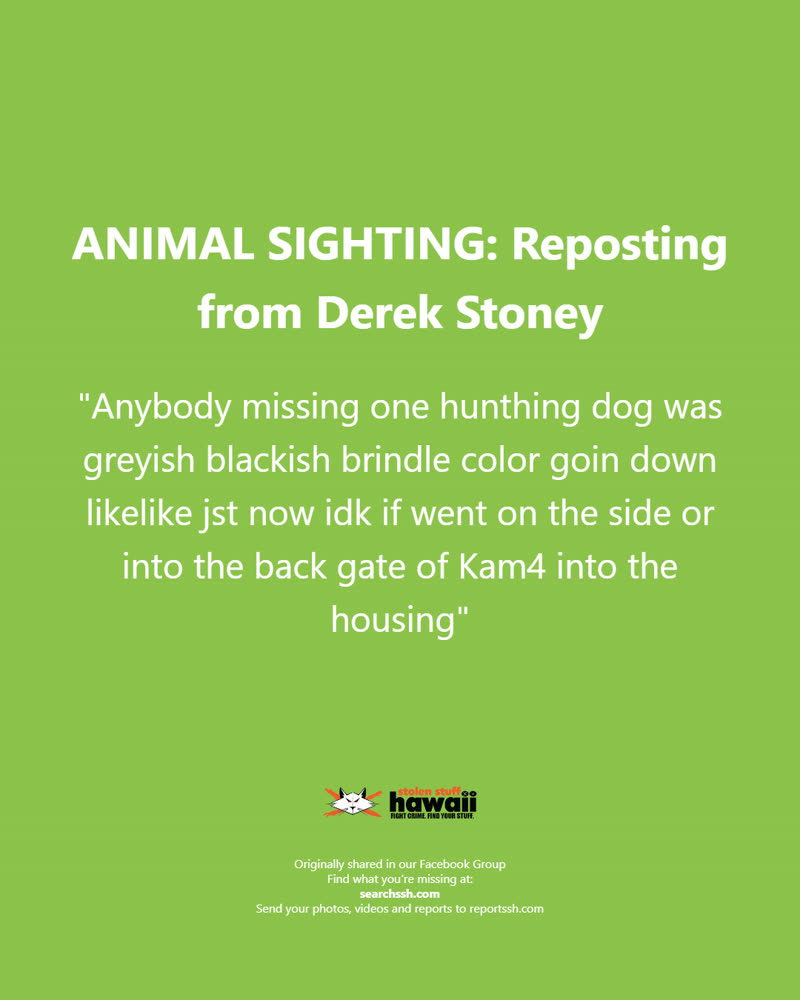 ANIMAL SIGHTING - Oahu | SSH Search