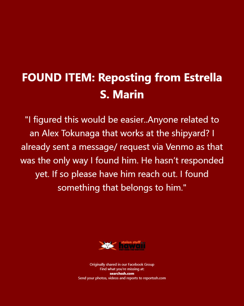 FOUND ITEM - Oahu | SSH Search