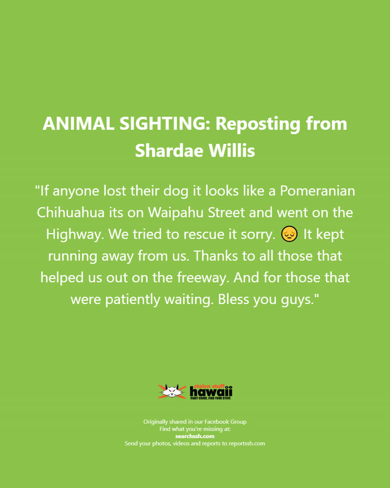 ANIMAL SIGHTING - Oahu | SSH Search