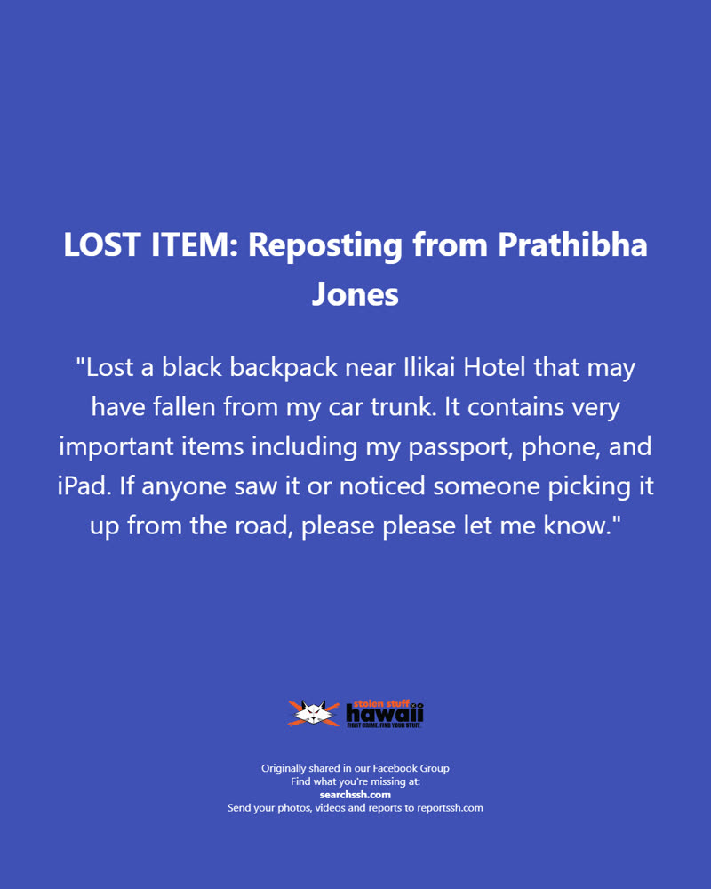 LOST ITEM - Oahu | SSH Search