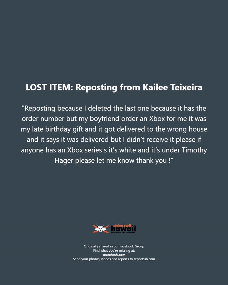 LOST ITEM - Oahu | SSH Search