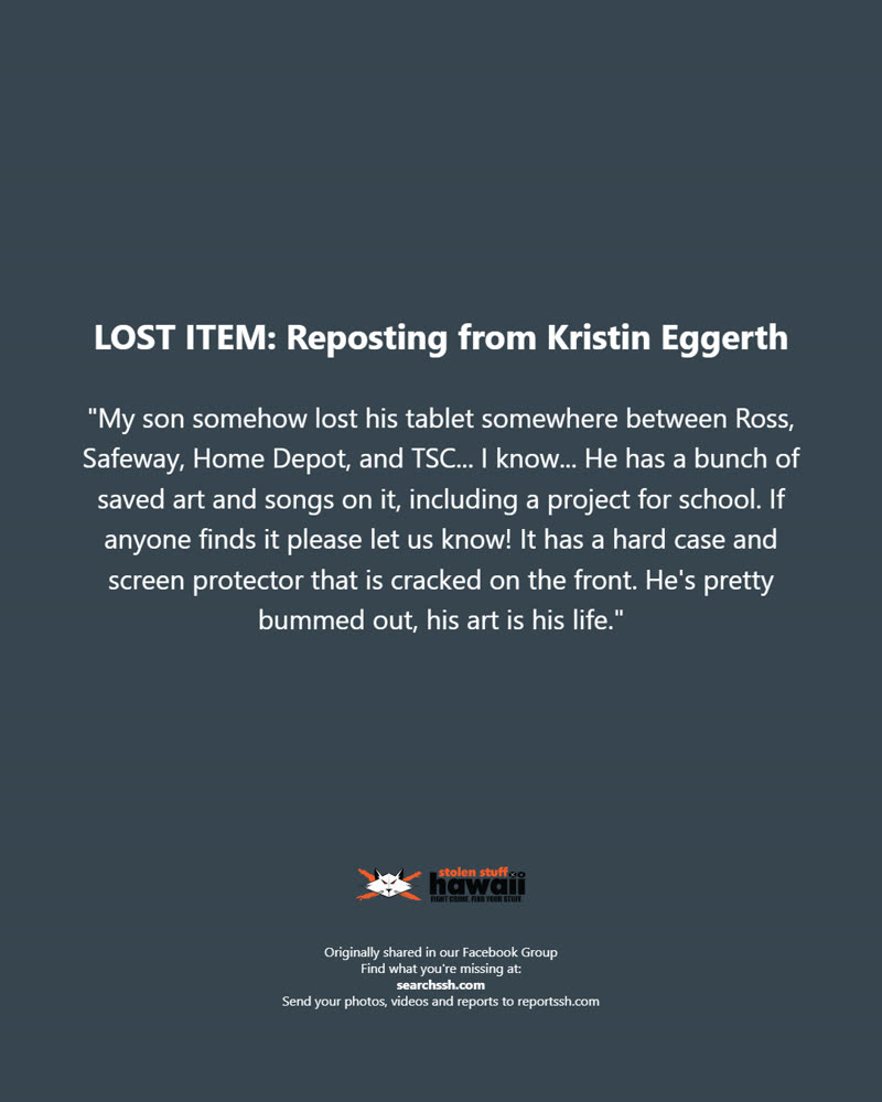LOST ITEM - Oahu | SSH Search