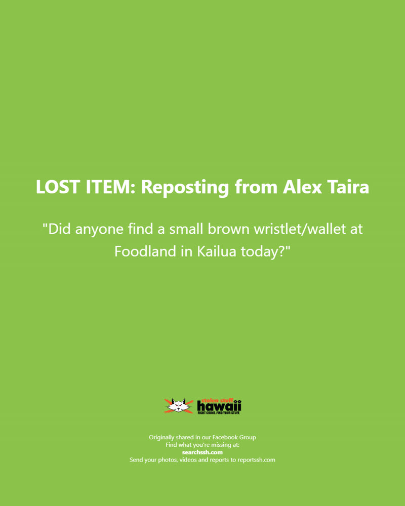 LOST ITEM - Oahu | SSH Search