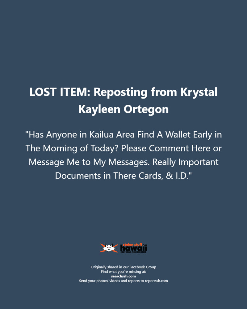 LOST ITEM - Oahu | SSH Search