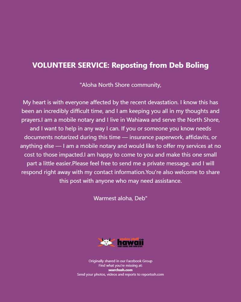 VOLUNTEER SERVICE - Oahu | SSH Search