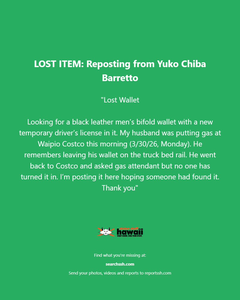 LOST ITEM - Oahu | SSH Search
