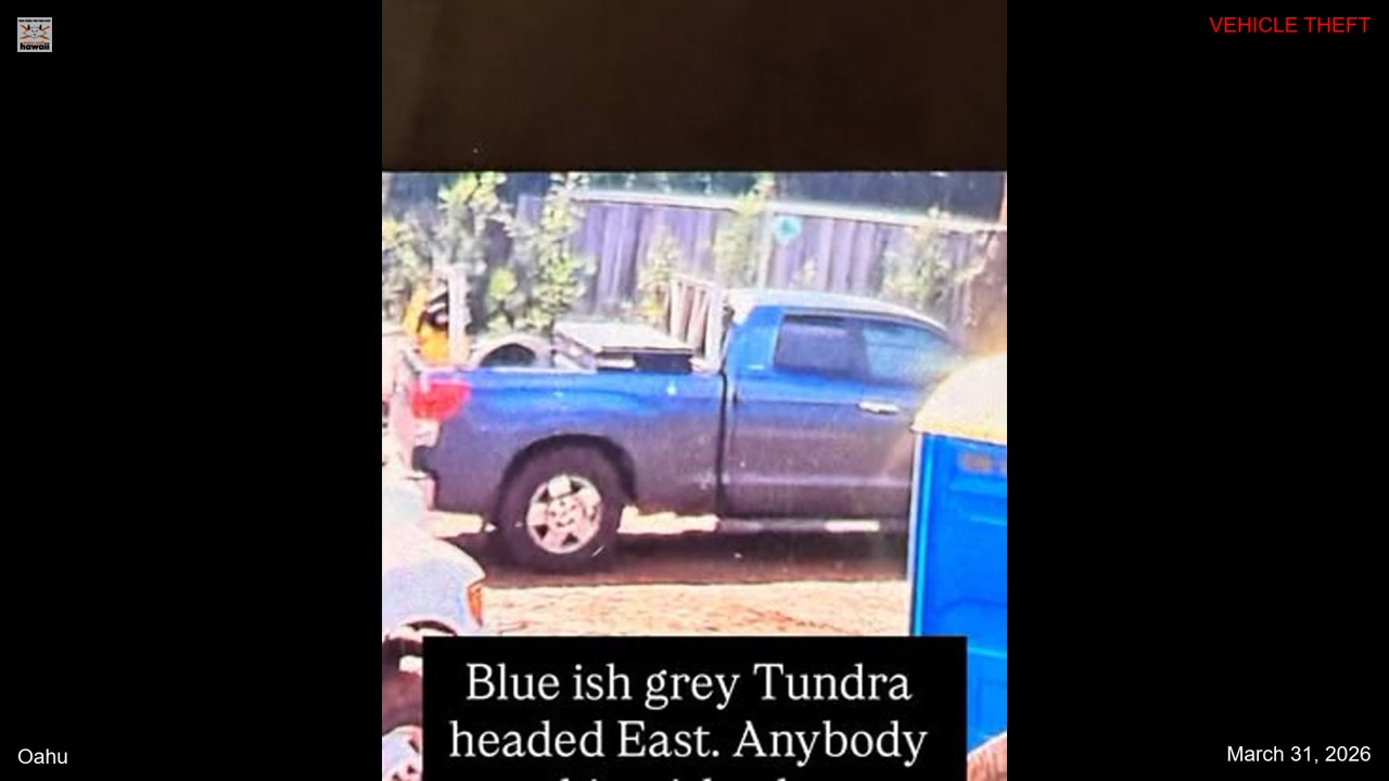 VEHICLE THEFT - Oahu | Stolen Stuff Hawaii