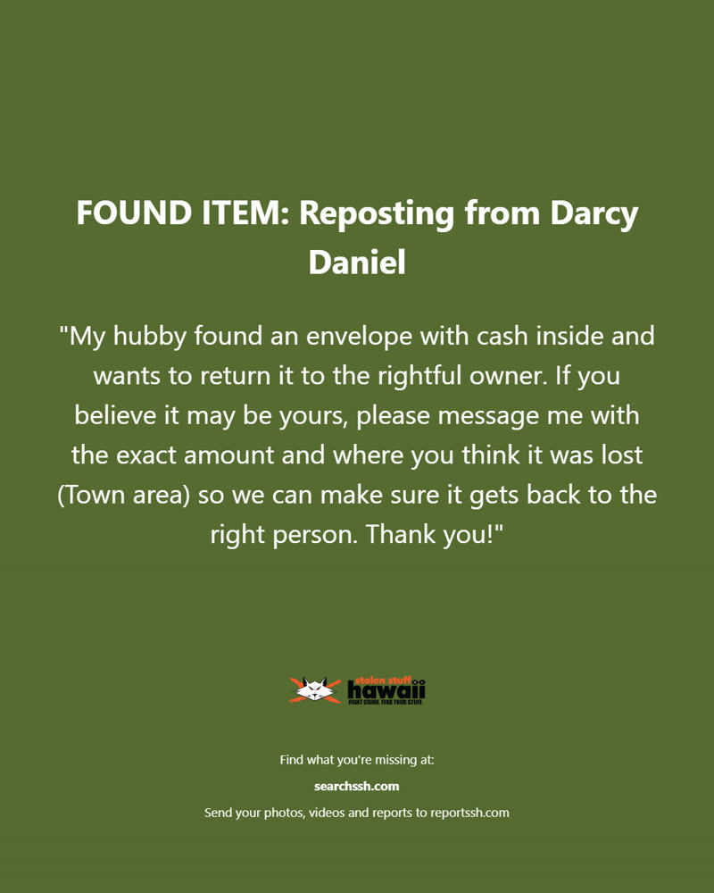 FOUND ITEM - Oahu | SSH Search