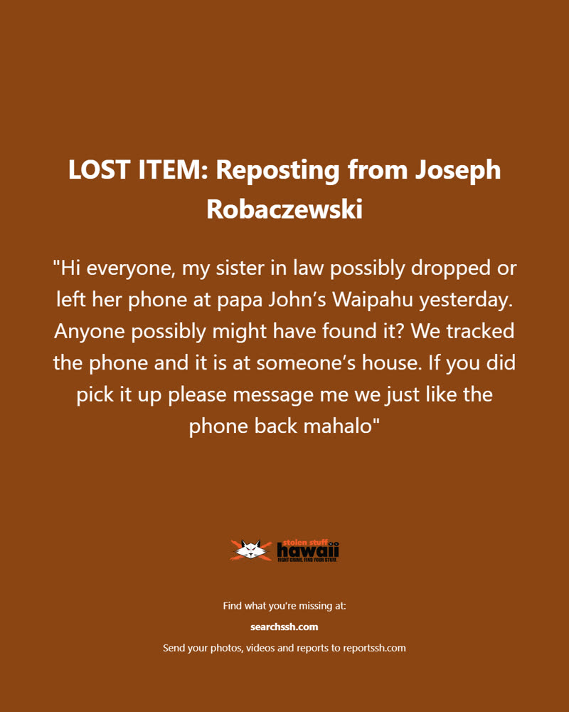 LOST ITEM - Oahu | SSH Search
