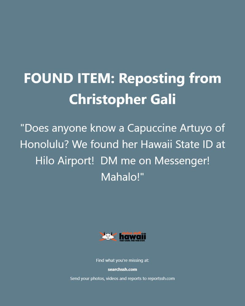 FOUND ITEM - Hawaii | SSH Search