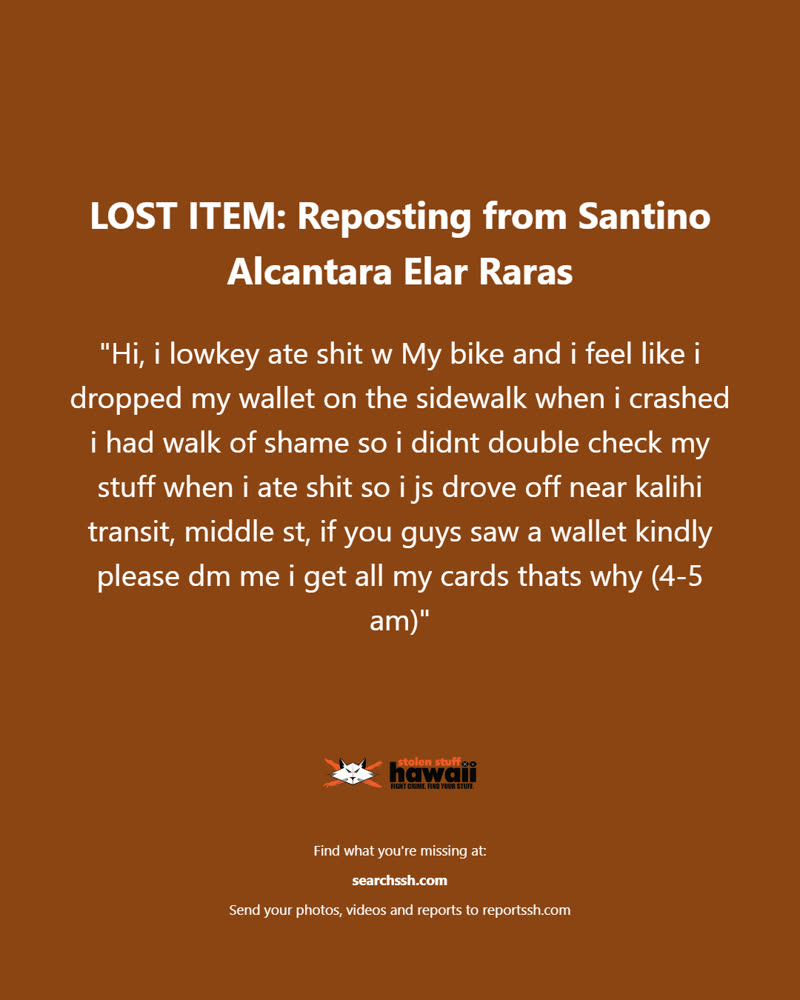 LOST ITEM - Oahu | SSH Search