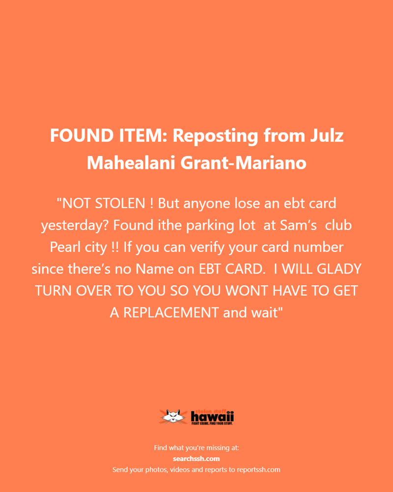 FOUND ITEM - Oahu | SSH Search