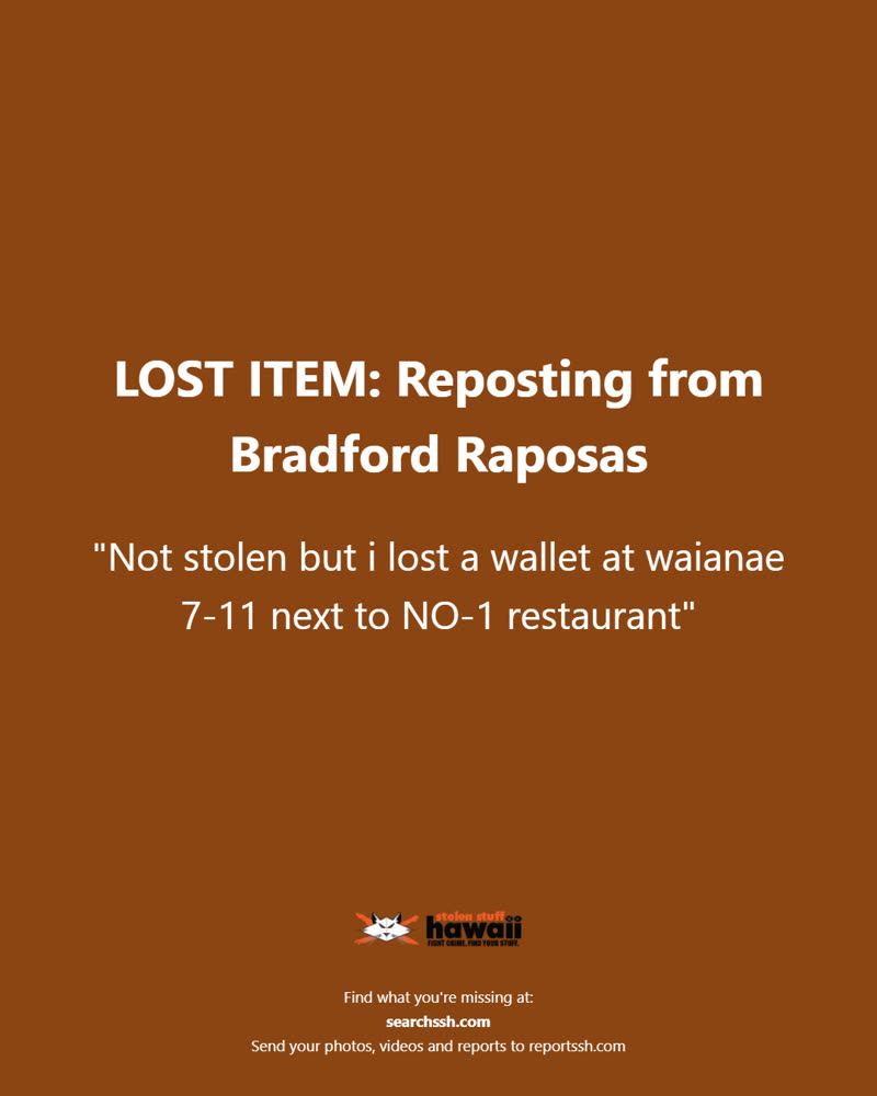 LOST ITEM - Oahu | SSH Search